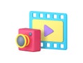 Multimedia content photo video camera player blog vlog social media streaming 3d icon vector