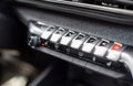 multimedia control console and climate in a modern car. close-up, selective focus, no people Royalty Free Stock Photo