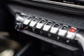 multimedia control console and climate in a modern car. close-up, selective focus, no people Royalty Free Stock Photo