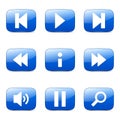 Multimedia Controller Square Vector Blue Icon