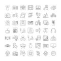 Multimedia elements linear icons, signs, symbols vector line illustration set Royalty Free Stock Photo