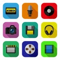 Multimedia flat icons set