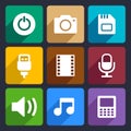 Multimedia flat icons set 2