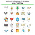 Multimedia Flat Line Icon Set - Business Concept Icons Design Royalty Free Stock Photo