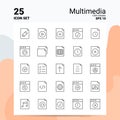 25 Multimedia Icon Set. 100% Editable EPS 10 Files. Business Logo Concept Ideas Line icon design Royalty Free Stock Photo