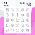 25 Multimedia Icon Set. 100% Editable EPS 10 Files. Business Logo Concept Ideas Line icon design Royalty Free Stock Photo