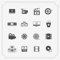 Multimedia icons: photo, video, music vector