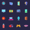 Multimedia icons set vector sticker Royalty Free Stock Photo