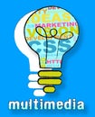 Multimedia Lightbulb Means Digital Technology For Movies 3d Illustration