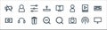 multimedia line icons. linear set. quality vector line set such as desktop computer, camera, search, ticket, player, equalizer,