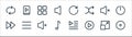 Multimedia line icons. linear set. quality vector line set such as record, play, music, forward, mute, menu, refresh, play