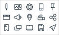 multimedia line icons. linear set. quality vector line set such as send, laptop, tag, save, copy, video, video camera, phone,