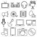 Multimedia line icons set