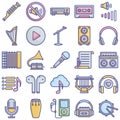 Multimedia and Music Line Style vector icons set every single icon can easily modify or edit Royalty Free Stock Photo