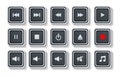 Multimedia Player Icons Set, set of modern design buttons for web, internet and mobile applications Royalty Free Stock Photo