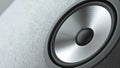 Multimedia speaker system with different speakers closeup over black background 3d render Royalty Free Stock Photo