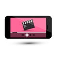 Multimedia streaming - video player - app with clapboard icon on mobile phone