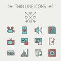 Multimedia thin line icon set