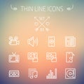 Multimedia thin line icon set