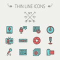 Multimedia thin line icon set