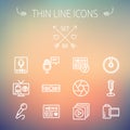 Multimedia thin line icon set