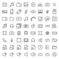 Multimedia thin line icons set