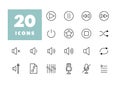 Multimedia user interface flat vector icons set
