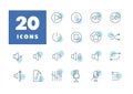 Multimedia user interface flat vector icons set