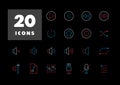 Multimedia user interface vector icons set