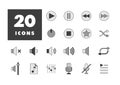 Multimedia user interface vector icons set