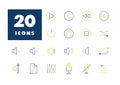 Multimedia user interface vector icons set