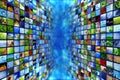 Multimedia video and image walls Royalty Free Stock Photo