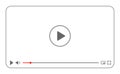 Multimedia video player with play button, play video online window with navigation icons, video streaming on internet, modern