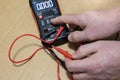 Multimeter-electronic measuring device for measuring current, voltage, electricity resistance, temperature Royalty Free Stock Photo