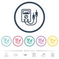 Multimeter flat color icons in round outlines
