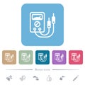 Multimeter flat icons on color rounded square backgrounds