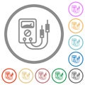 Multimeter flat icons with outlines