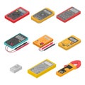 Multimeter icons set, isometric style Royalty Free Stock Photo