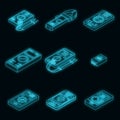 Multimeter icons set vector neon Royalty Free Stock Photo