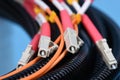 Multimode optical fiber patch cord with connectors Royalty Free Stock Photo
