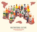 Multinational Culture Isometric Composition