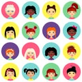 Multinational female face avatar profile heads Royalty Free Stock Photo