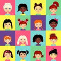 Multinational female face avatar profile heads Royalty Free Stock Photo