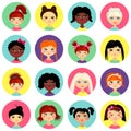 Multinational female face avatar profile heads Royalty Free Stock Photo