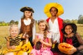 Multinational kids in Halloween costumes Royalty Free Stock Photo