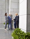 Multi-ethnic corporate executives shaking hands in lobby of mode Royalty Free Stock Photo