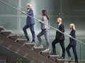 Multinational and multiethnic corporate business people walking Royalty Free Stock Photo