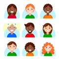 Multinational people avatars. Man and woman characters with different hairstyles user online game icons. Male and female set. Stoc Royalty Free Stock Photo