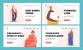 Multinational Pregnant Girls Landing Page Template Set. Women Pregnancy and Motherhood. Diverse Mothers Royalty Free Stock Photo