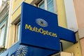 MultiOpticas logo sign. Multiopticas offers expert optical services such as optical tests and contact lenses tests